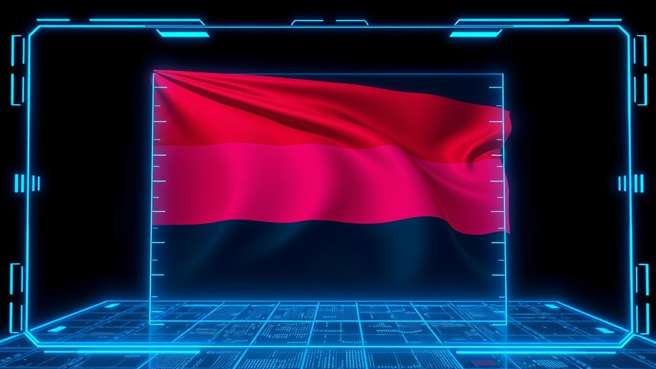 Flag of Yemen 🇾🇪 in sci-fi hologram style