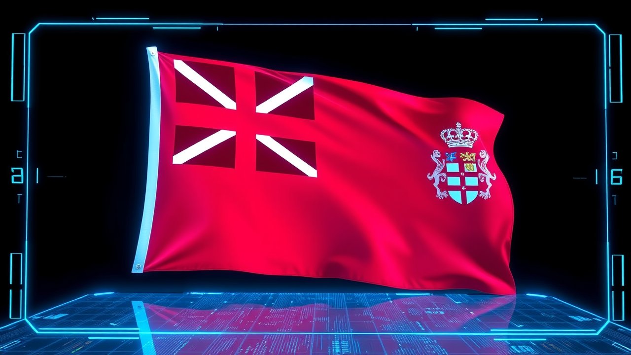 Flag of Bermuda 🇧🇲 in sci-fi hologram style