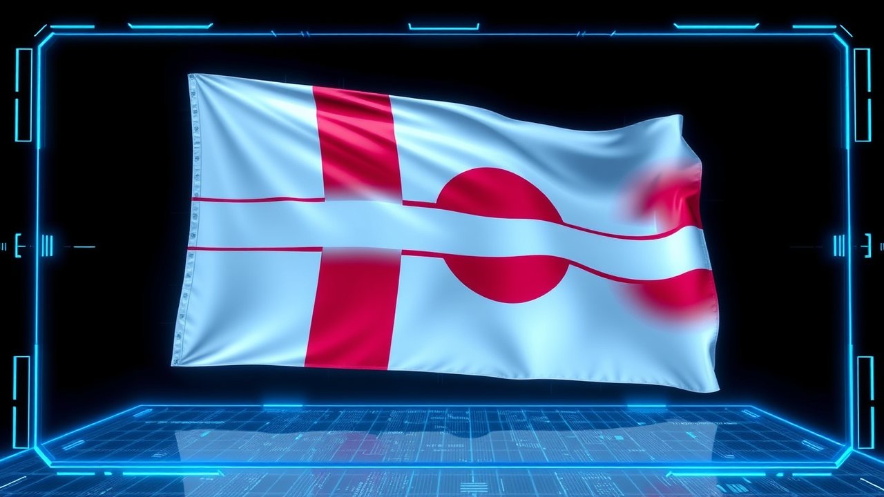 Flag of Greenland 🇬🇱 in sci-fi hologram style