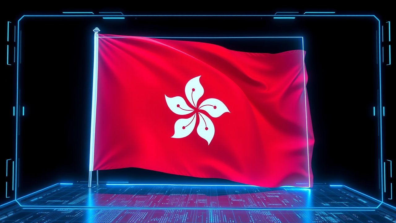 Flag of Hong Kong 🇭🇰 in sci-fi hologram style