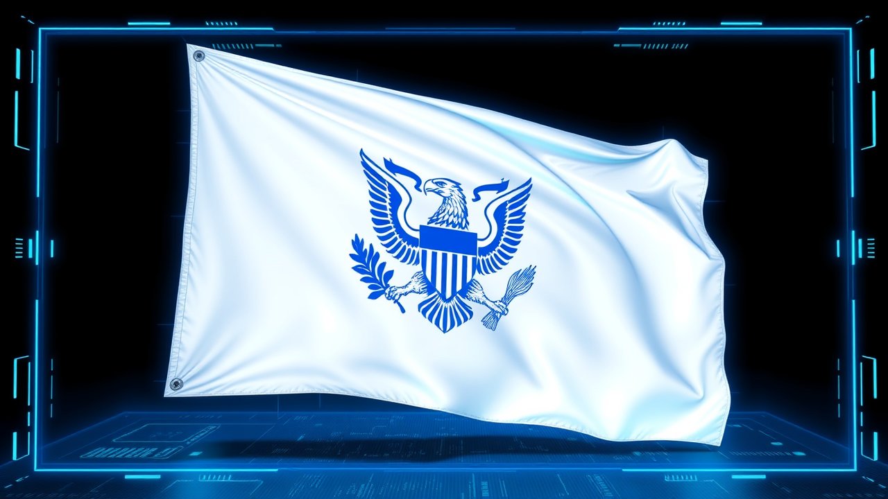Flag of U.S. Virgin Islands 🇻🇮 in sci-fi hologram style
