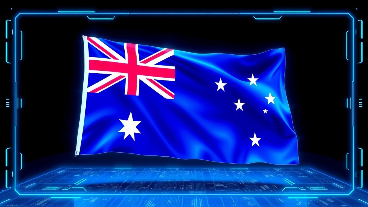 Flag of Australia 🇦🇺 in sci-fi hologram style