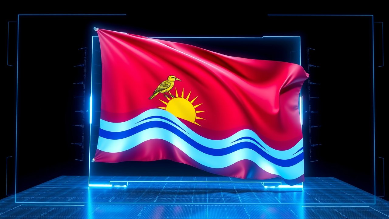 Flag of Kiribati 🇰🇮 in sci-fi hologram style