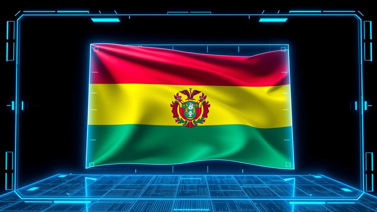 Flag of Bolivia 🇧🇴 in sci-fi hologram style