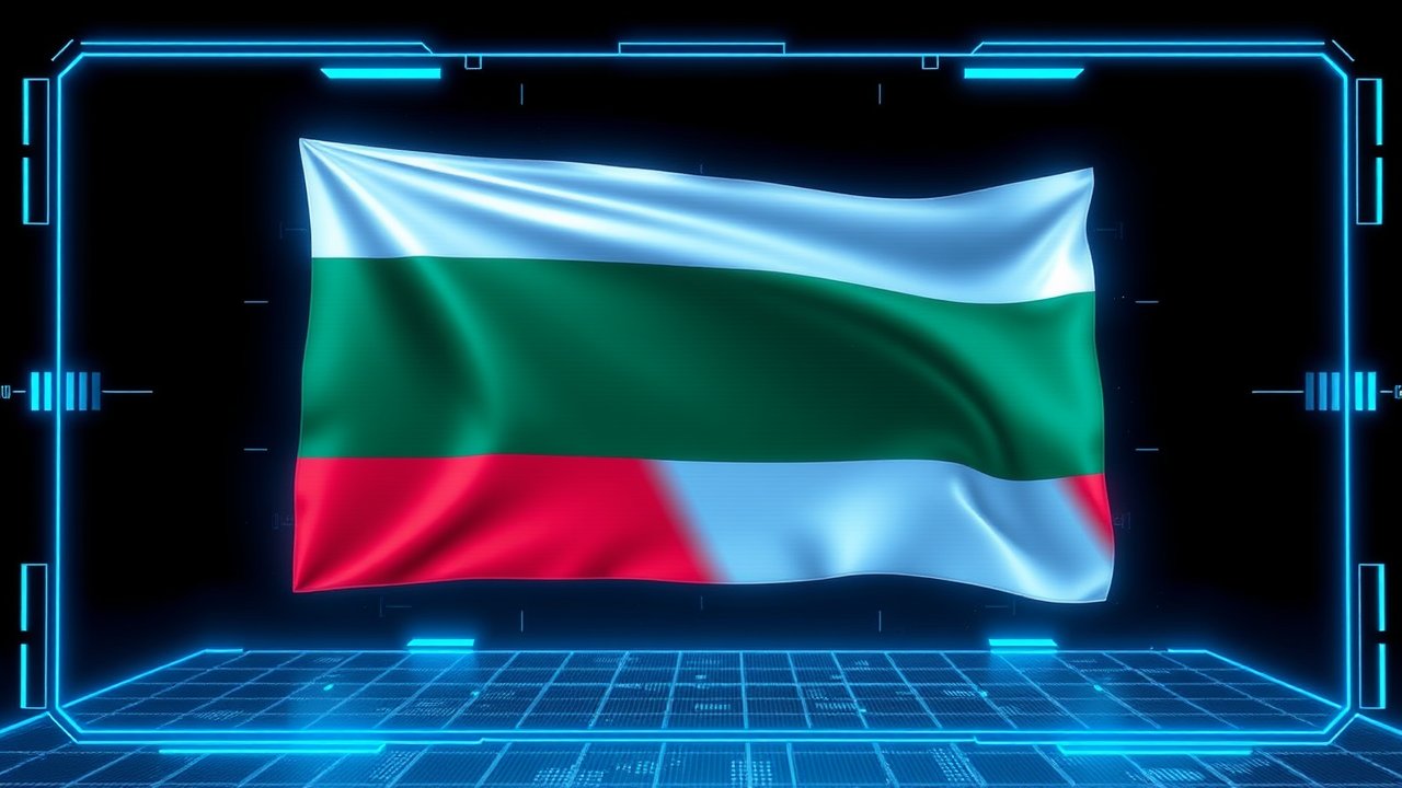 Flag of Bulgaria 🇧🇬 in sci-fi hologram style