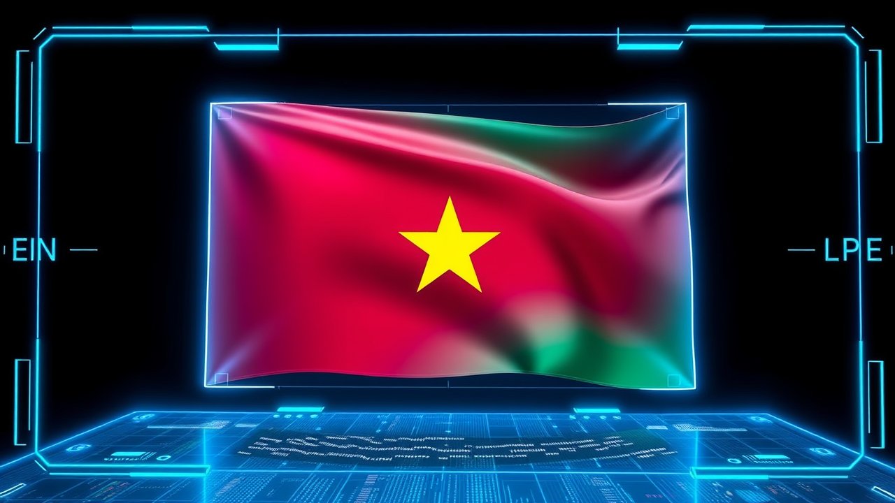 Flag of Burkina Faso 🇧🇫 in sci-fi hologram style