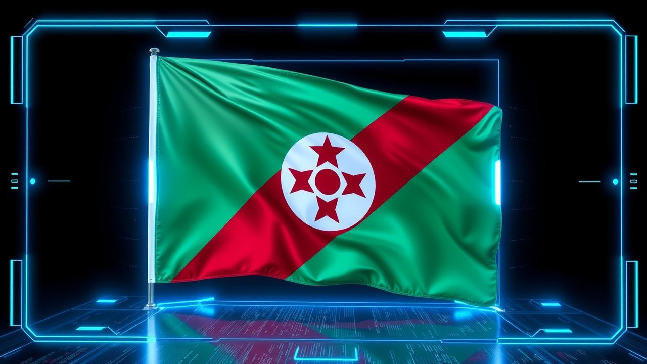 Flag of Burundi 🇧🇮 in sci-fi hologram style