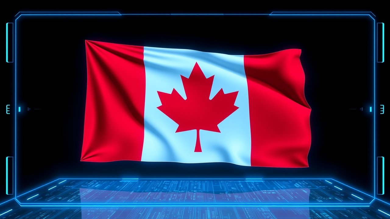 Flag of Canada 🇨🇦 in sci-fi hologram style