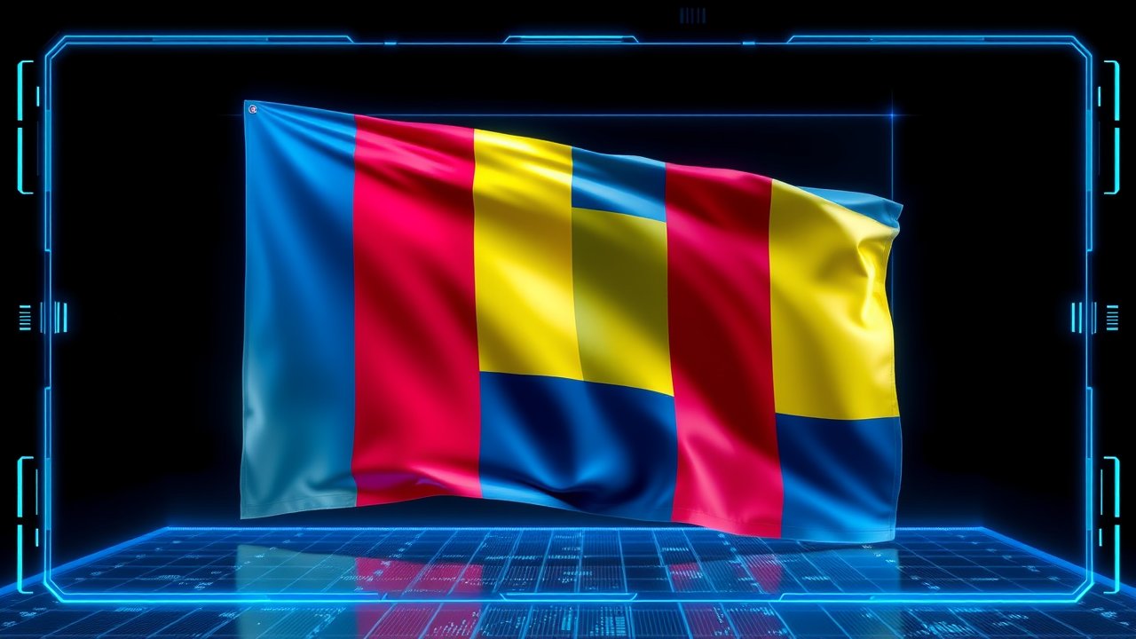 Flag of Chad 🇹🇩 in sci-fi hologram style