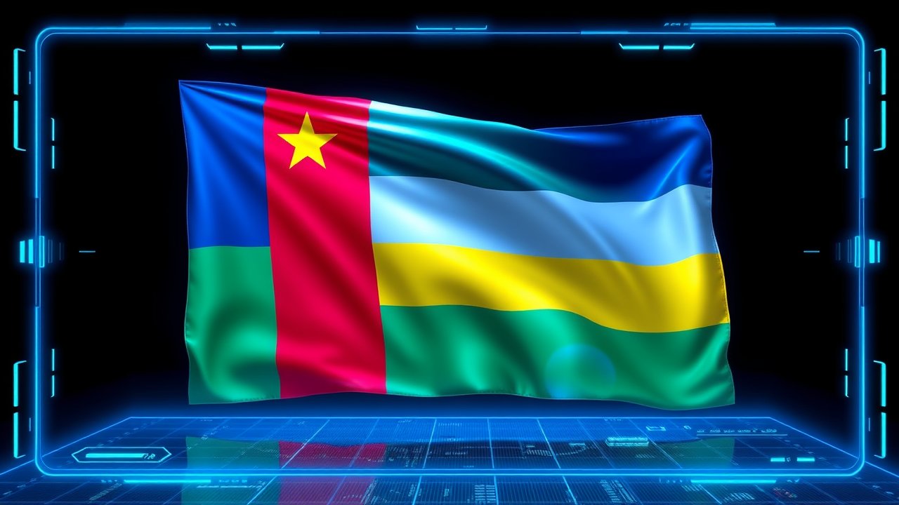 Flag of Central African Republic 🇨🇫 in sci-fi hologram style