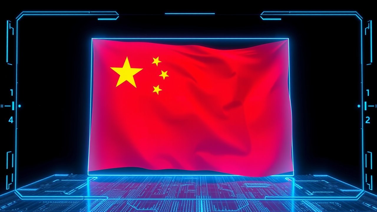 Flag of China 🇨🇳 in sci-fi hologram style