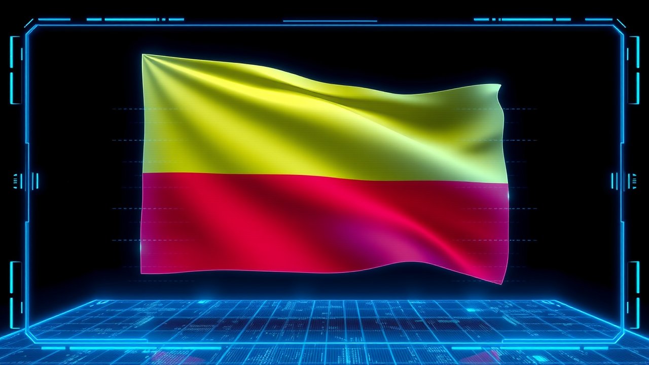 Flag of Colombia 🇨🇴 in sci-fi hologram style