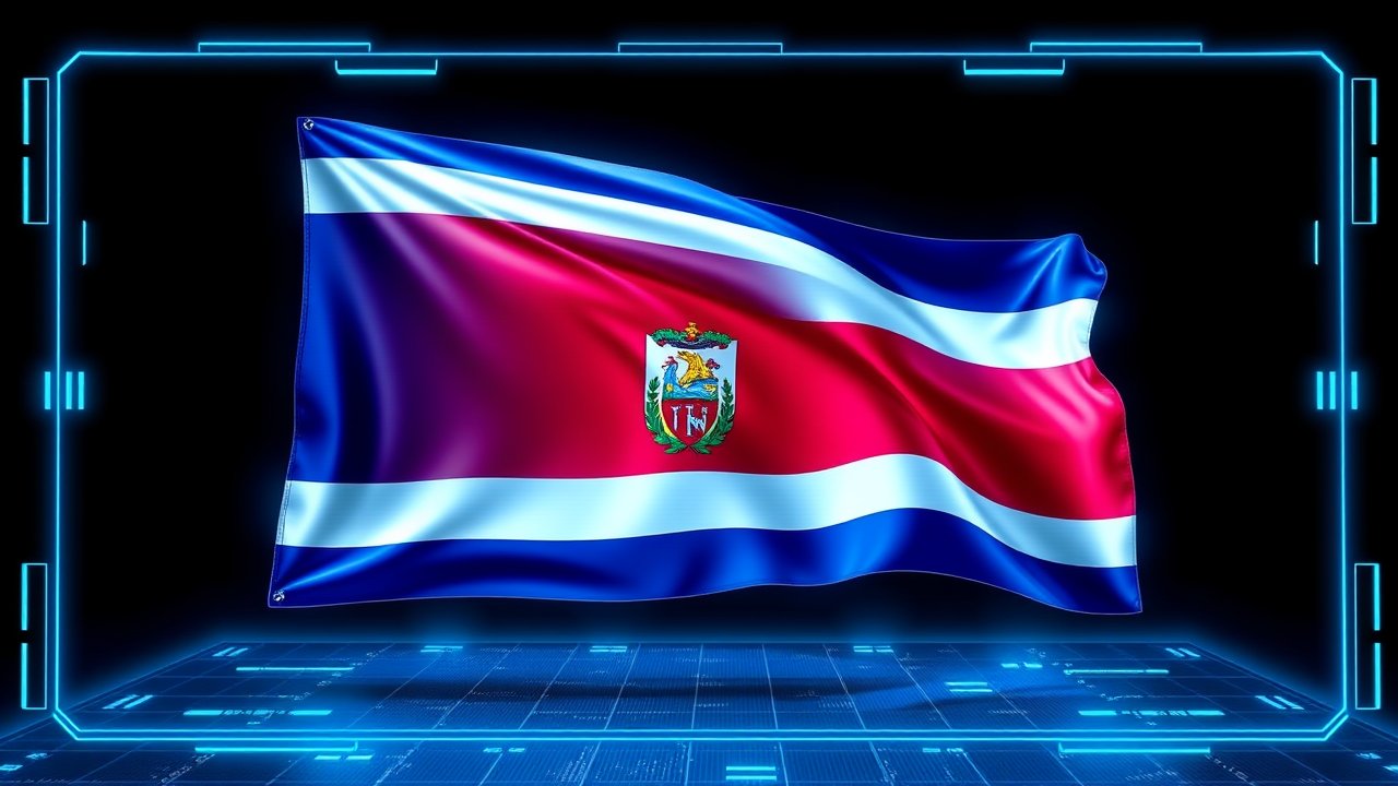 Flag of Costa Rica 🇨🇷 in sci-fi hologram style