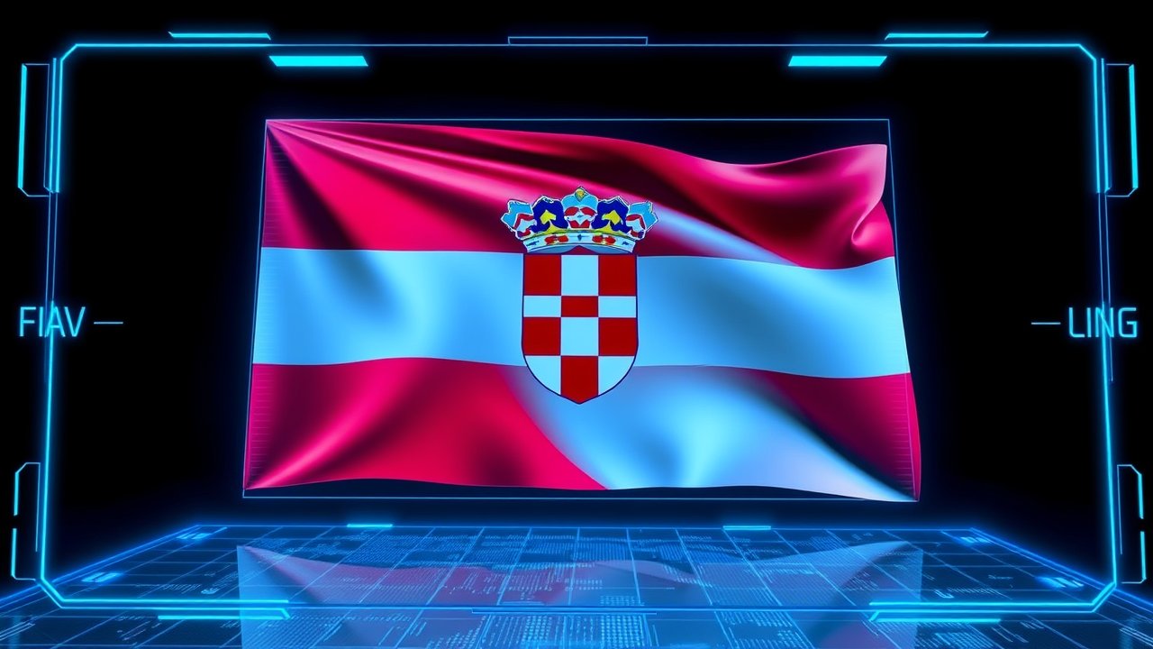 Flag of Croatia 🇭🇷 in sci-fi hologram style