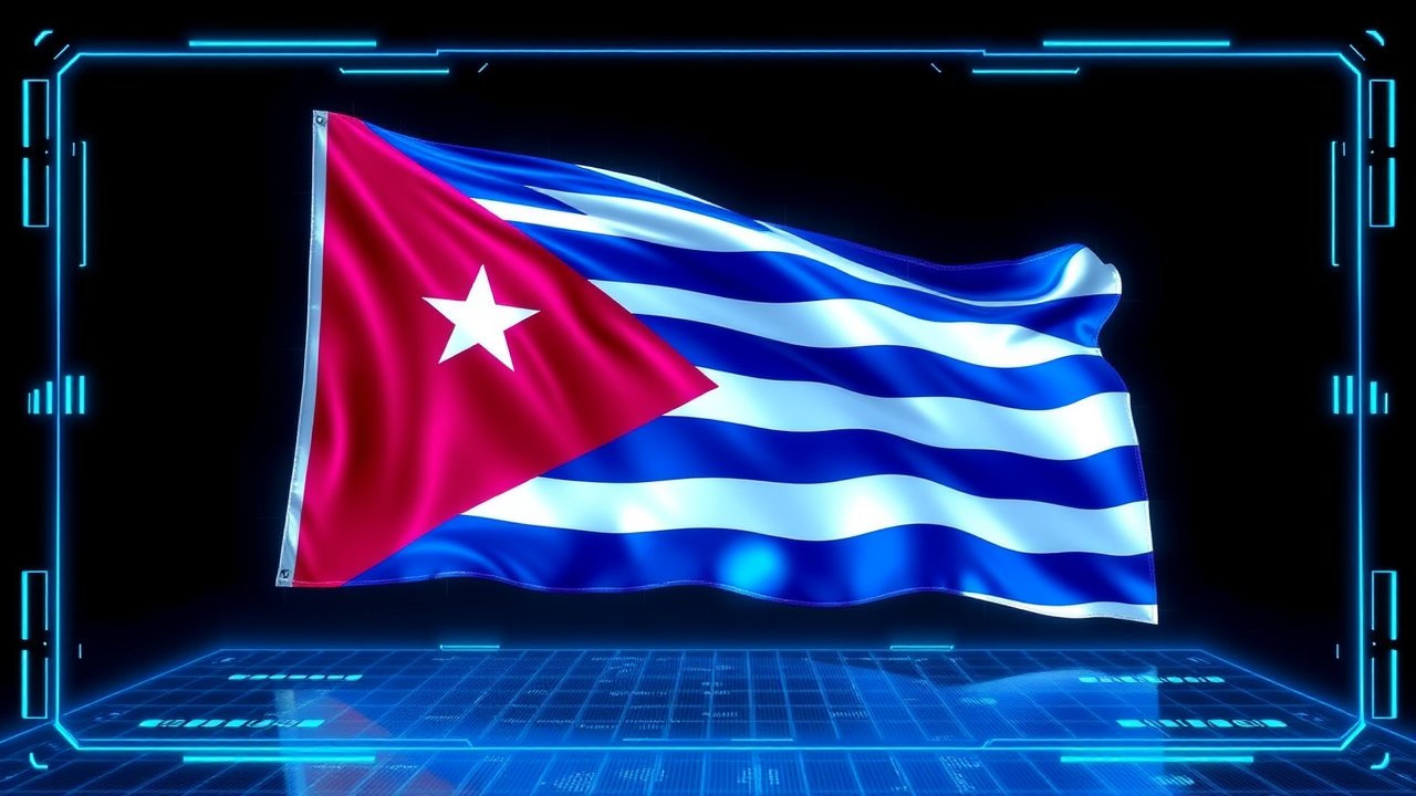 Flag of Cuba 🇨🇺 in sci-fi hologram style