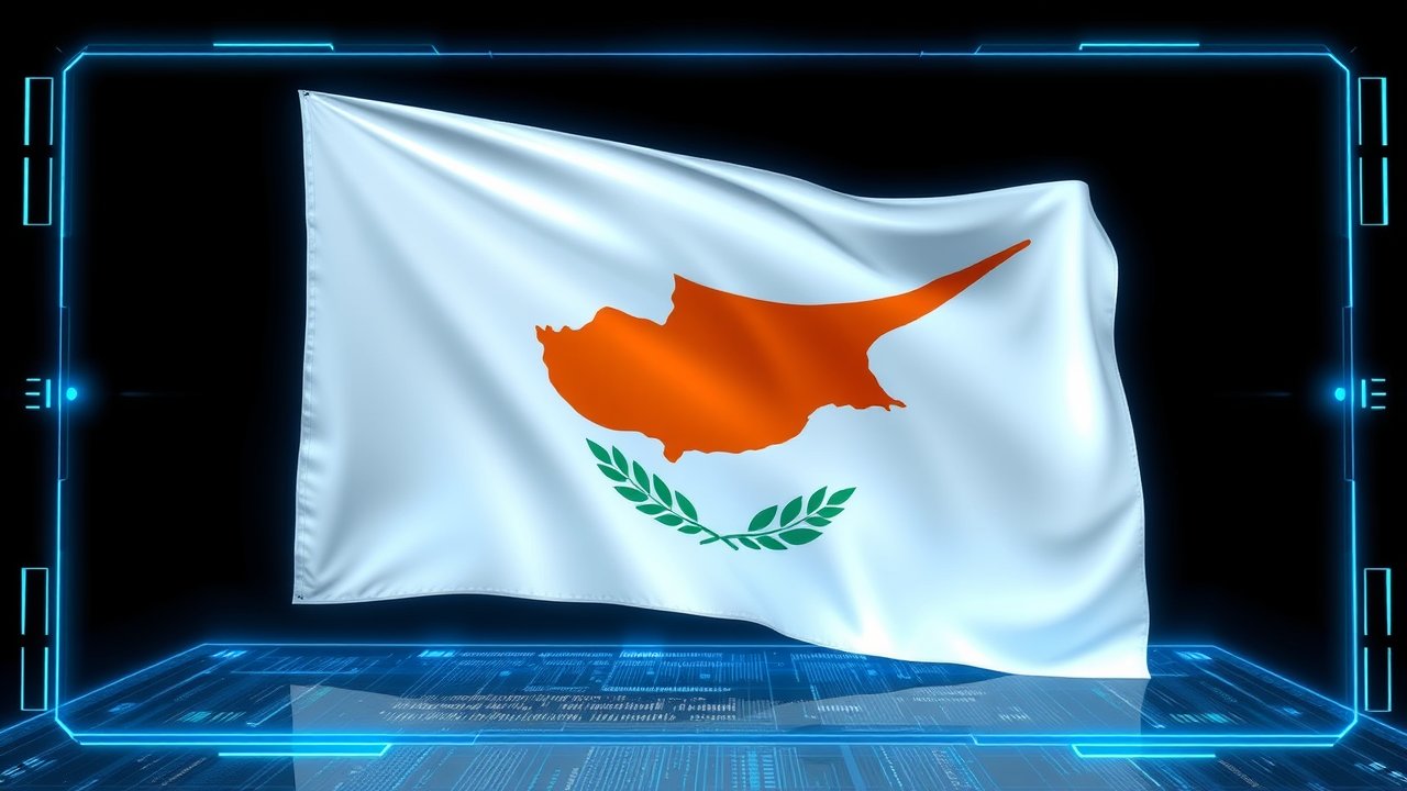 Flag of Cyprus 🇨🇾 in sci-fi hologram style