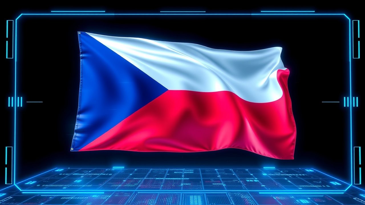 Flag of Czech Republic 🇨🇿 in sci-fi hologram style