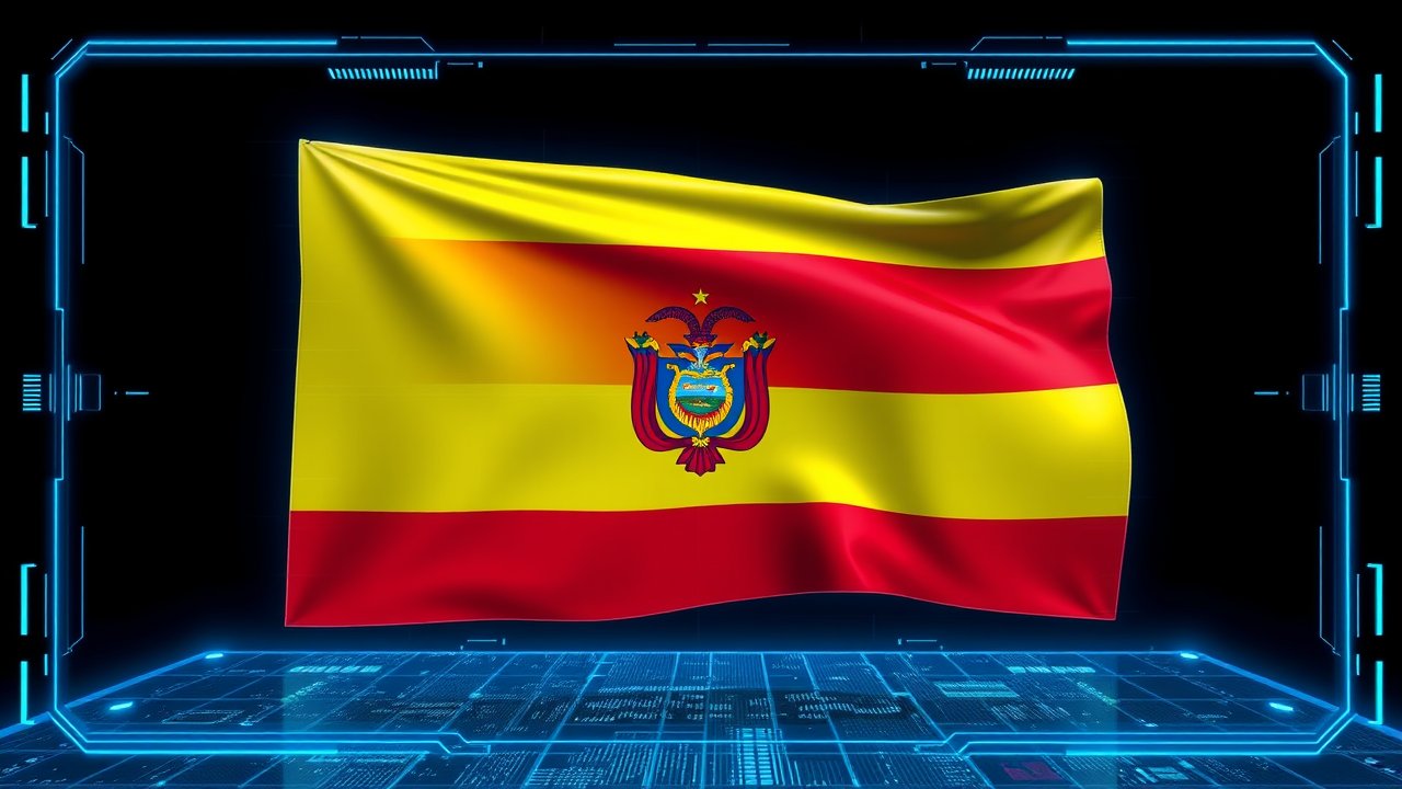 Flag of Ecuador 🇪🇨 in sci-fi hologram style