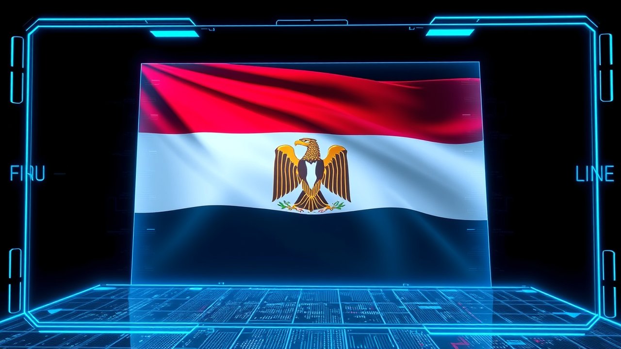 Flag of Egypt 🇪🇬 in sci-fi hologram style