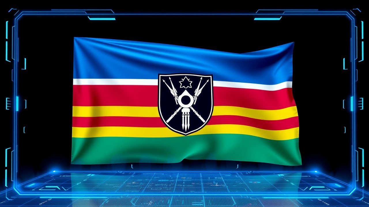 Flag of Eswatini 🇸🇿 in sci-fi hologram style
