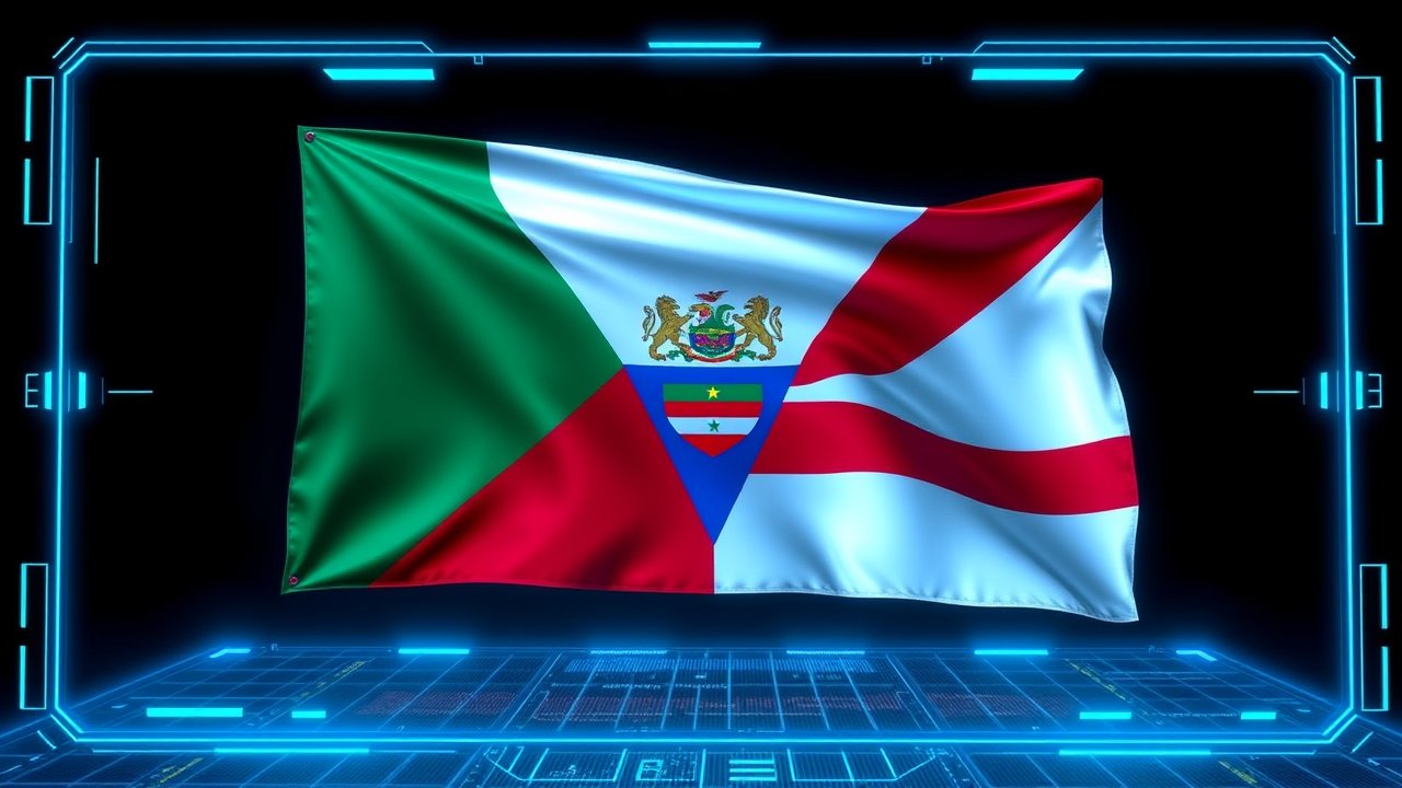 Flag of Equatorial Guinea 🇬🇶 in sci-fi hologram style