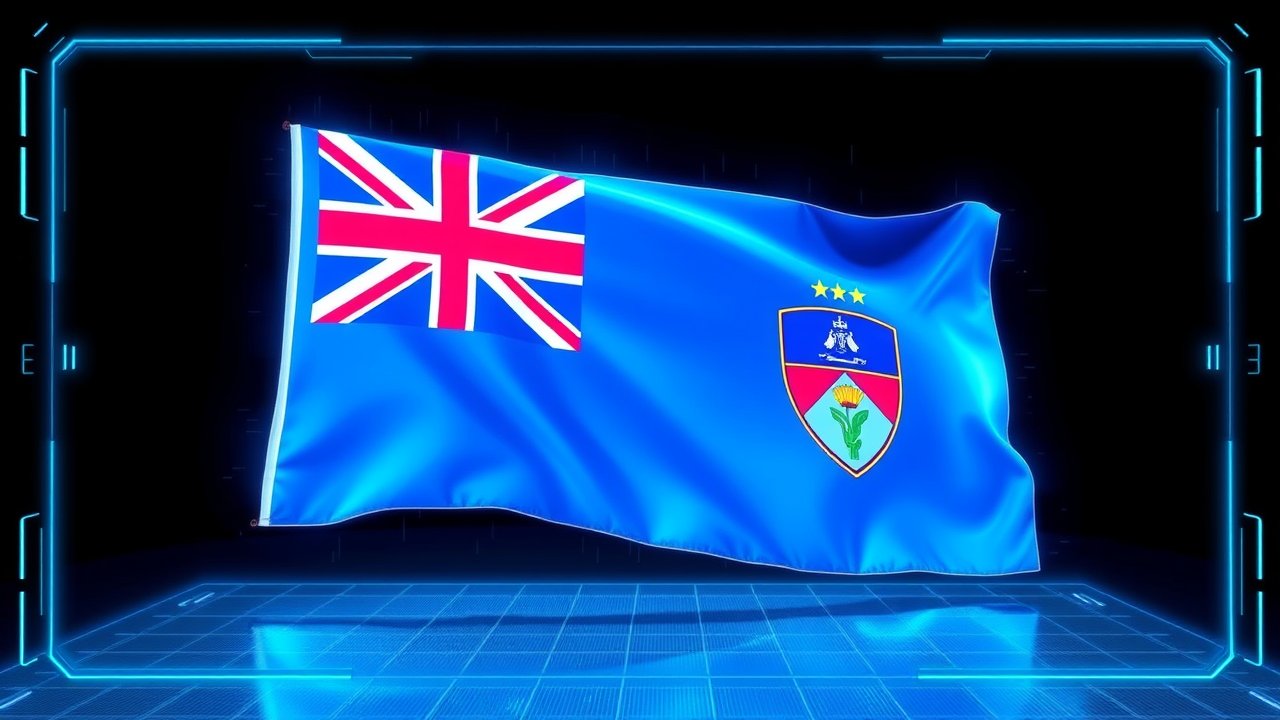 Flag of Fiji 🇫🇯 in sci-fi hologram style