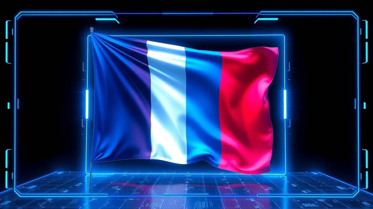 Flag of France 🇫🇷 in sci-fi hologram style