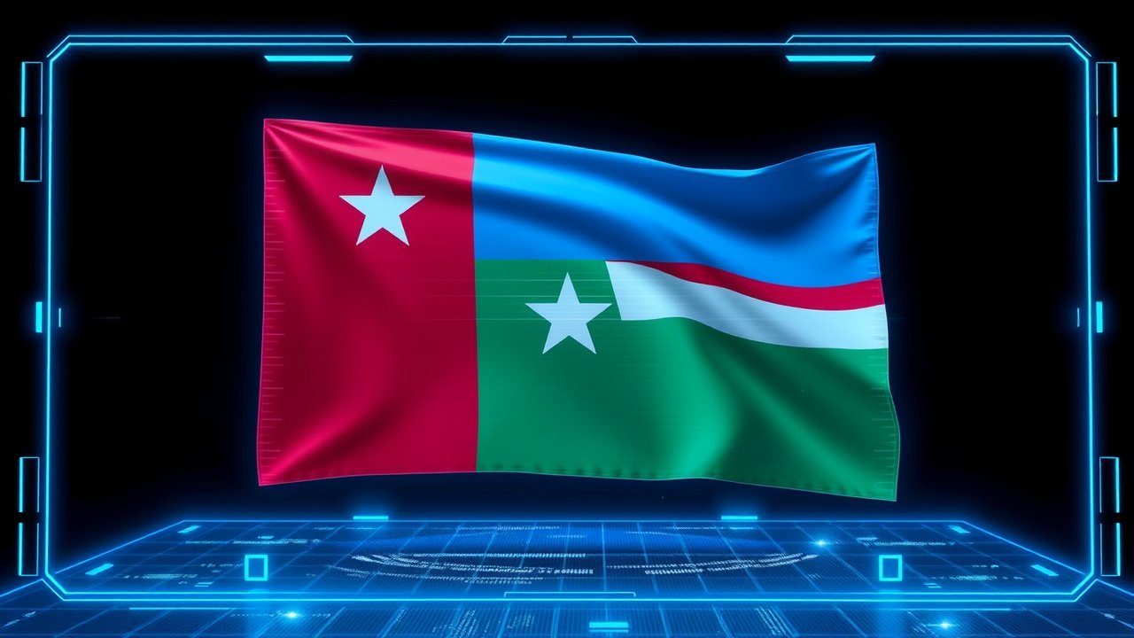 Flag of Gambia 🇬🇲 in sci-fi hologram style