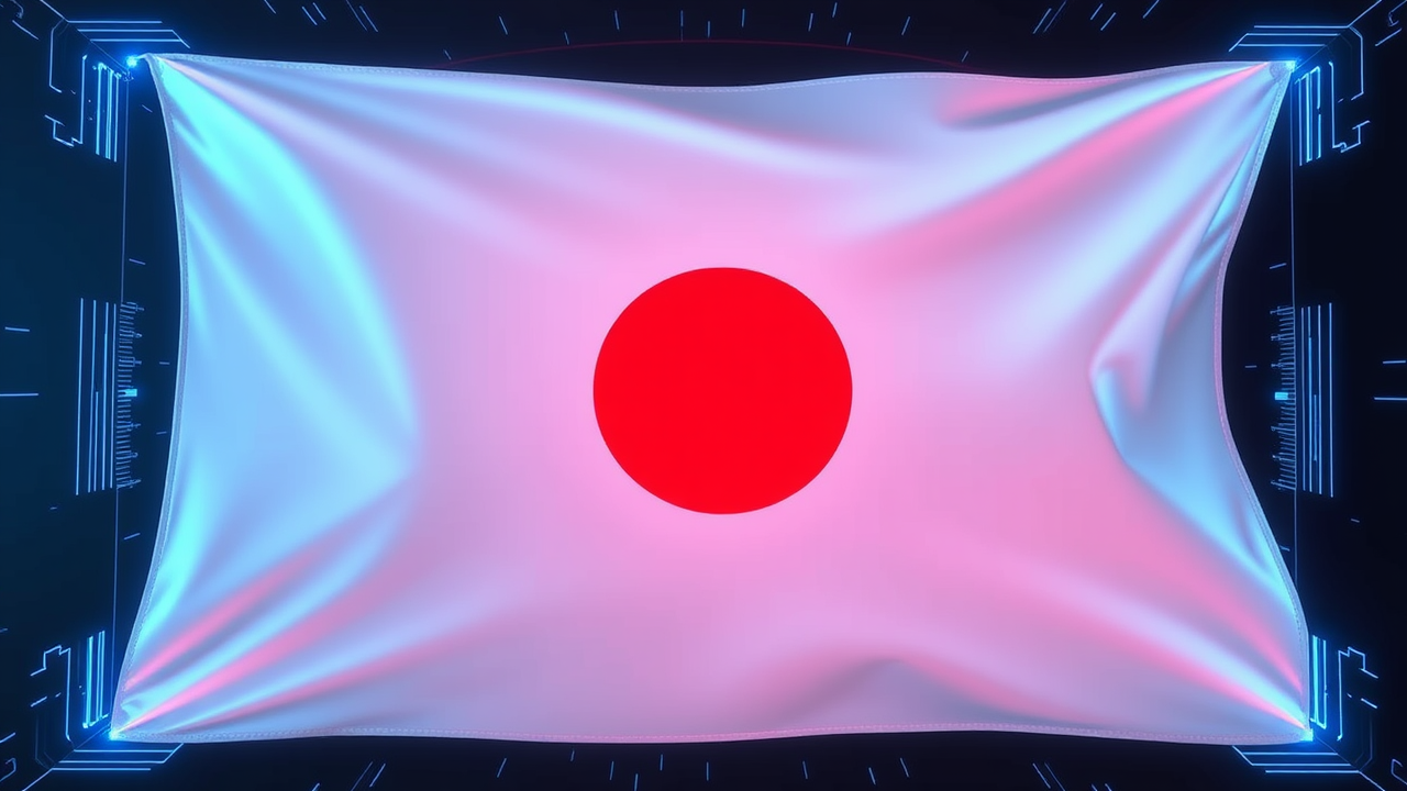 Flag of Japan in sci-fi hologram style