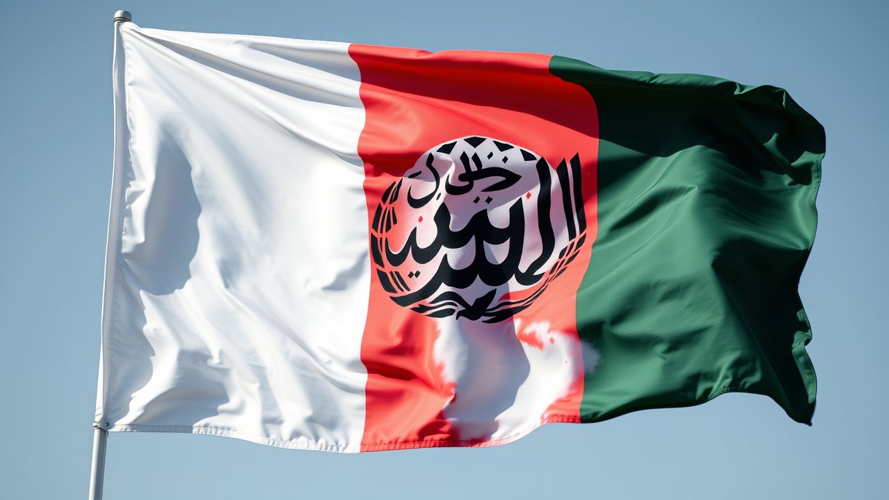 Flag of Afghanistan 🇦🇫 in hyperrealistic wind style