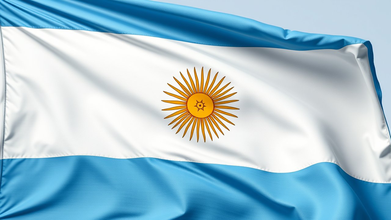 Flag of Argentina 🇦🇷 in hyperrealistic wind style