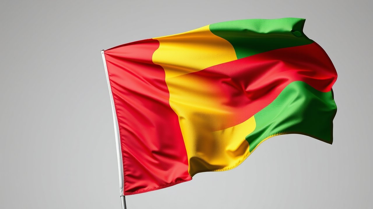 Flag of Guinea 🇬🇳 in hyperrealistic wind style