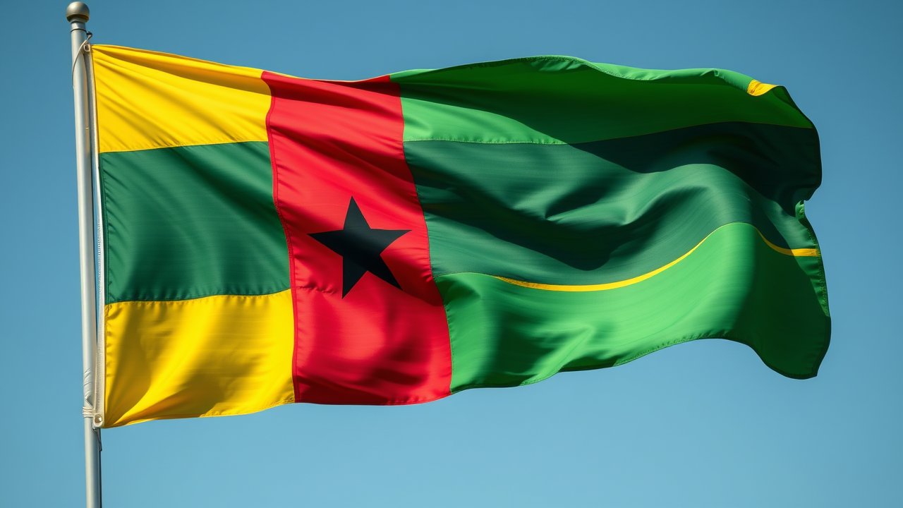 Flag of Guinea-Bissau 🇬🇼 in hyperrealistic wind style