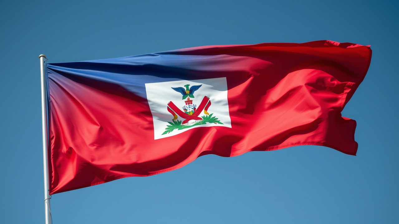 Flag of Haiti 🇭🇹 in hyperrealistic wind style