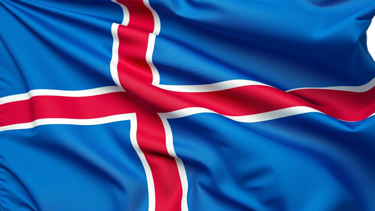 Flag of Iceland 🇮🇸 in hyperrealistic wind style