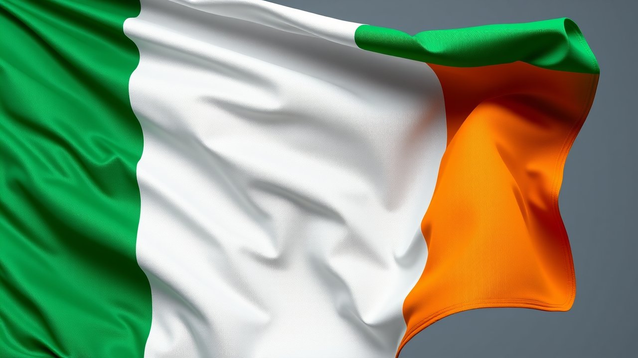Flag of Ireland 🇮🇪 in hyperrealistic wind style
