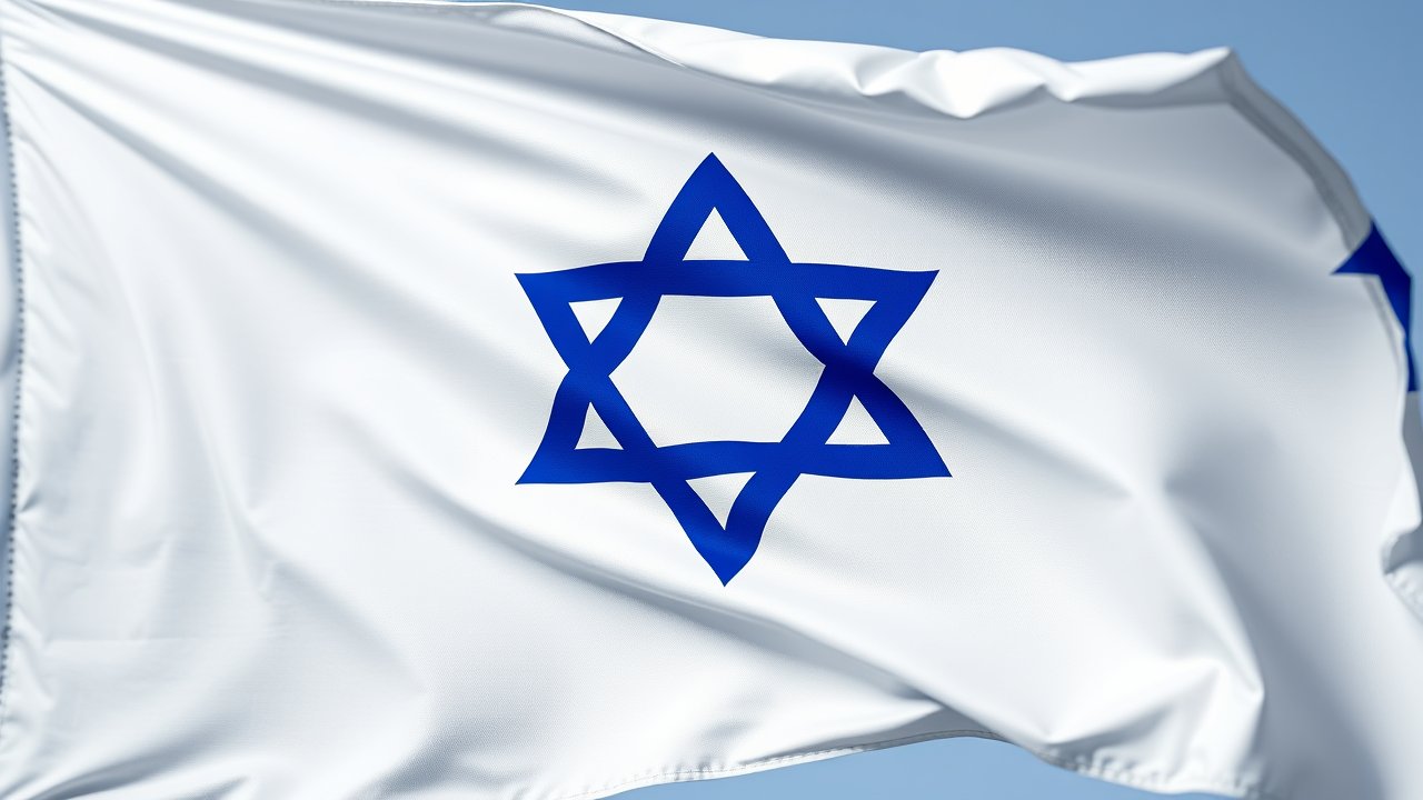Flag of Israel 🇮🇱 in hyperrealistic wind style