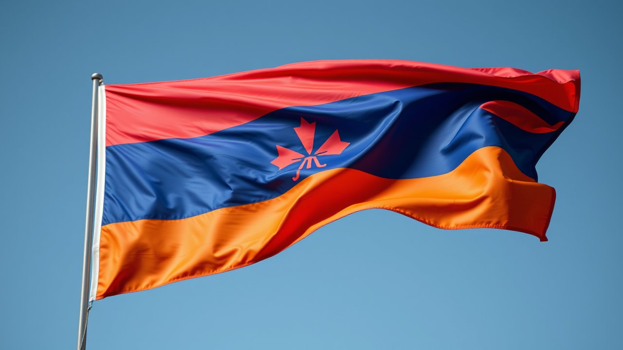 Flag of Armenia 🇦🇲 in hyperrealistic wind style