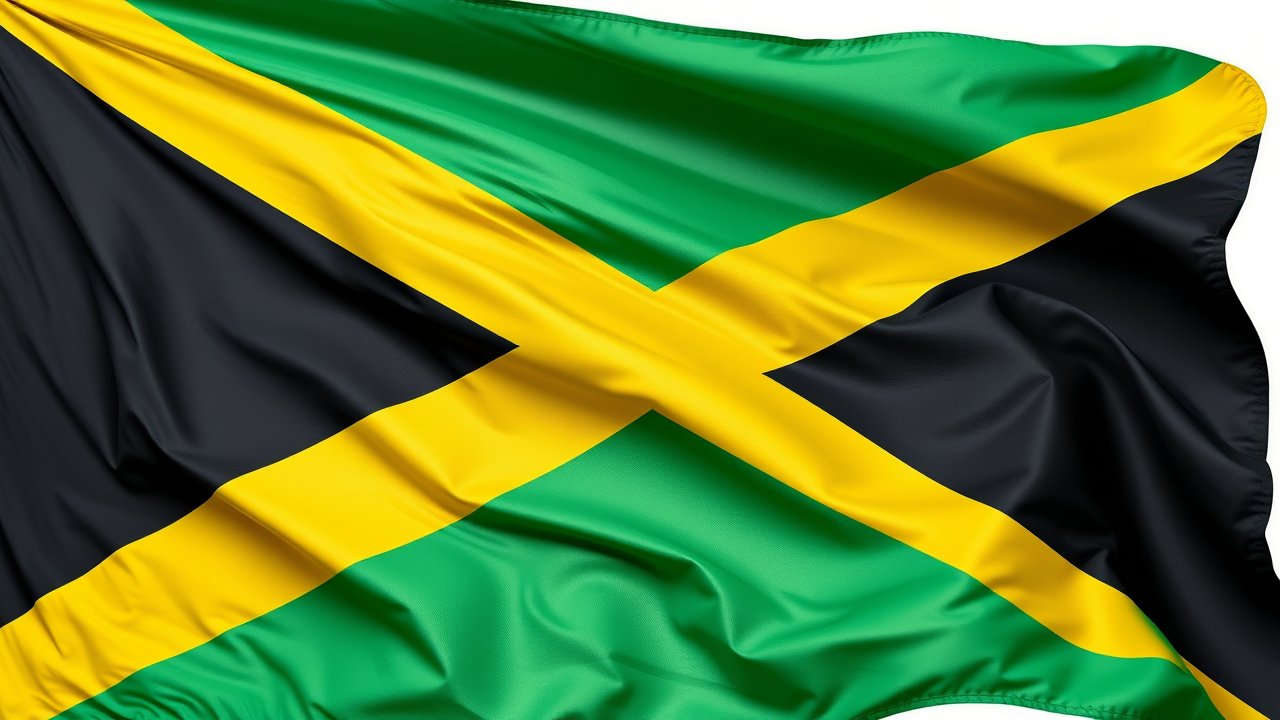 Flag of Jamaica 🇯🇲 in hyperrealistic wind style