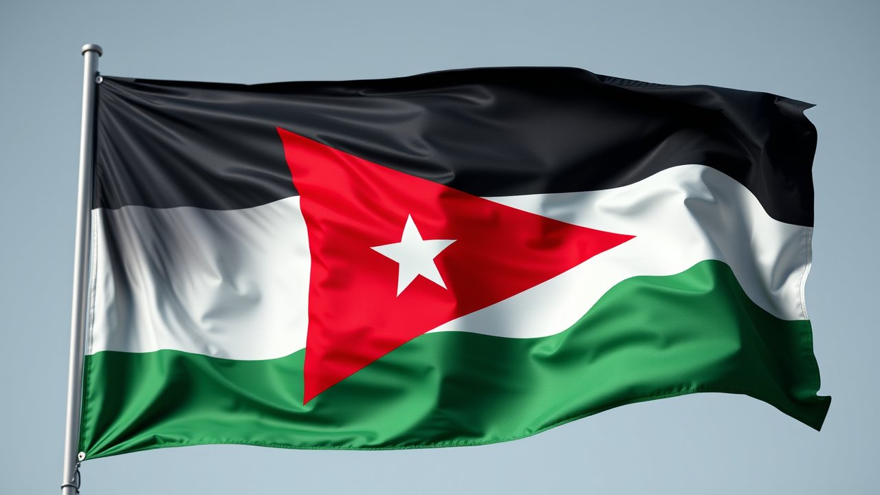 Flag of Jordan 🇯🇴 in hyperrealistic wind style