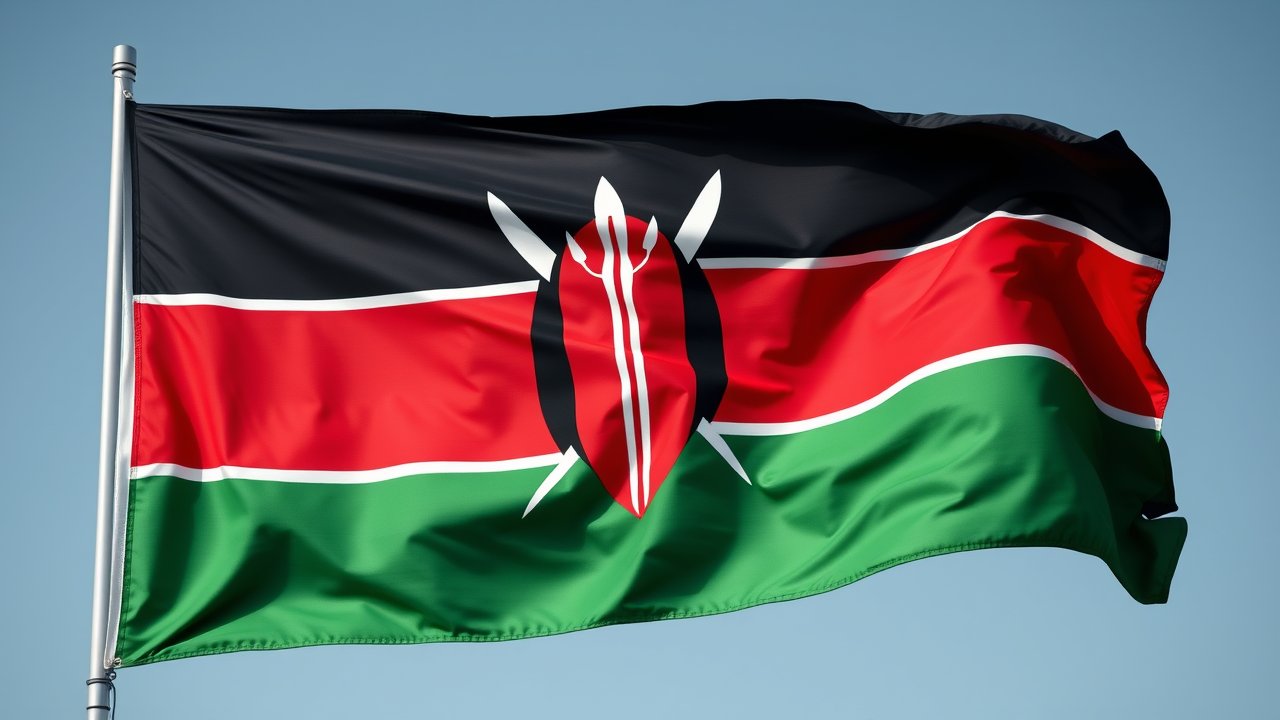 Flag of Kenya 🇰🇪 in hyperrealistic wind style