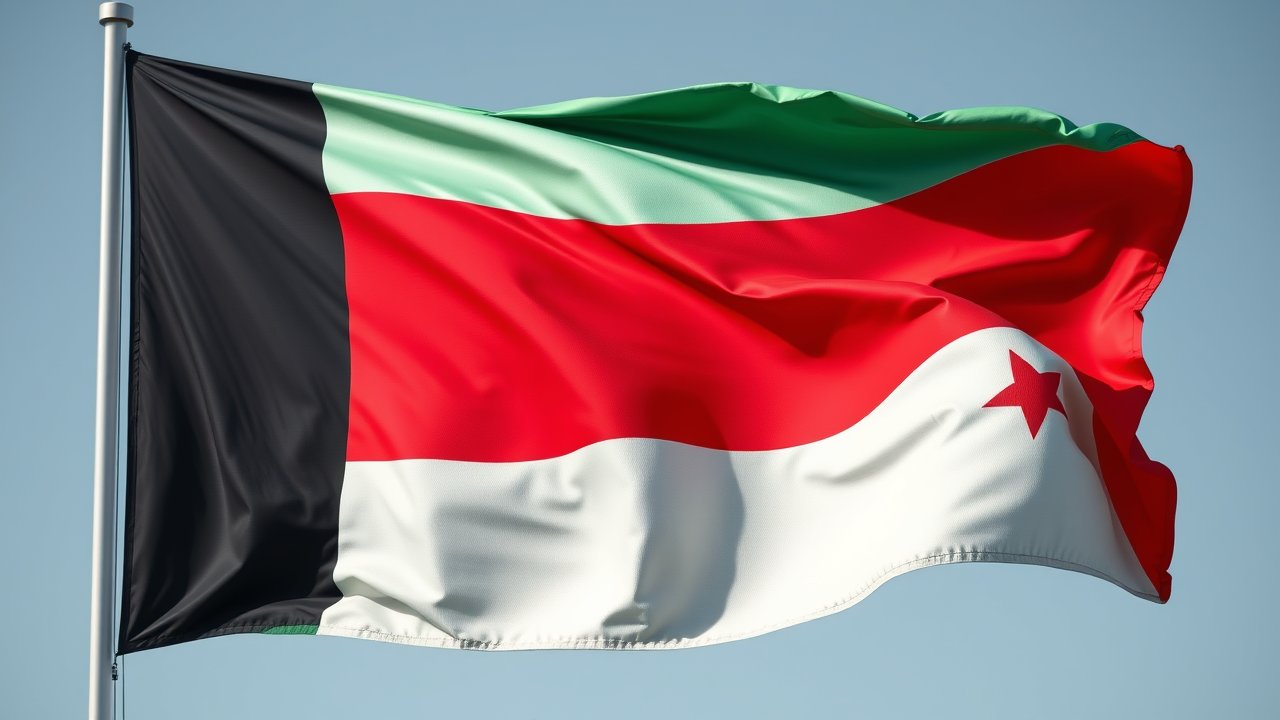 Flag of Kuwait 🇰🇼 in hyperrealistic wind style
