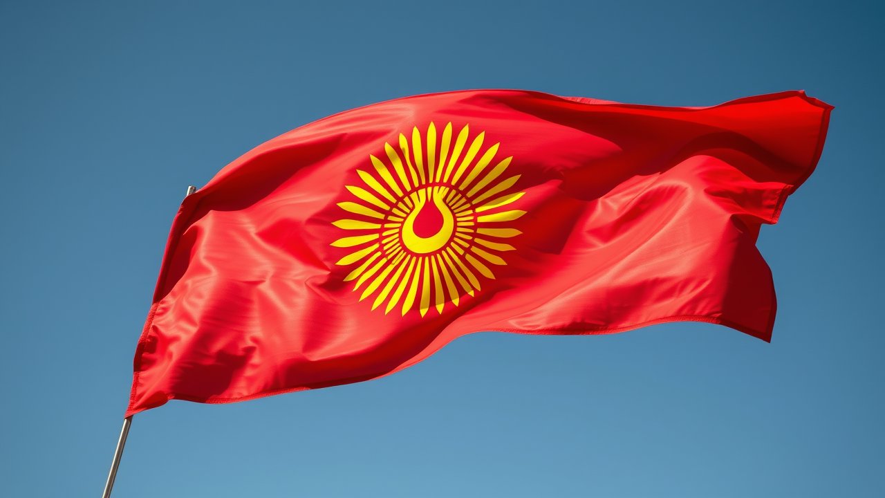 Flag of Kyrgyzstan 🇰🇬 in hyperrealistic wind style
