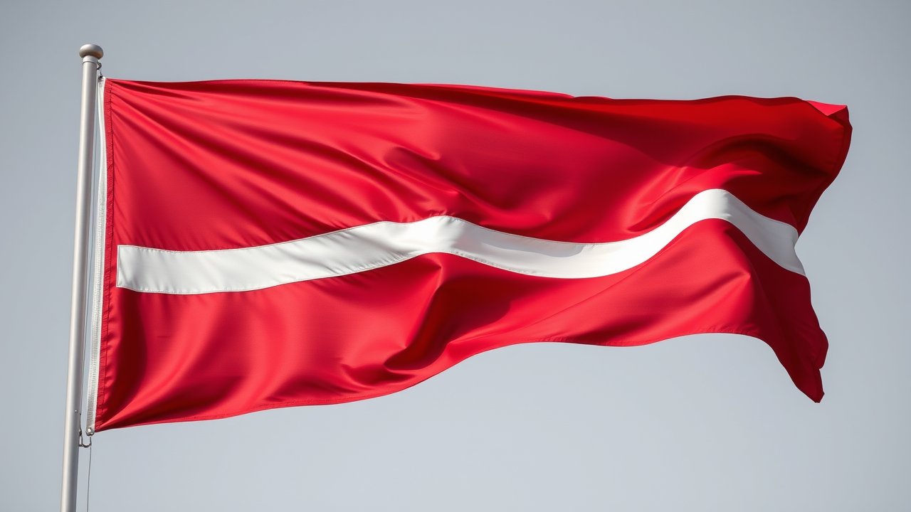 Flag of Latvia 🇱🇻 in hyperrealistic wind style