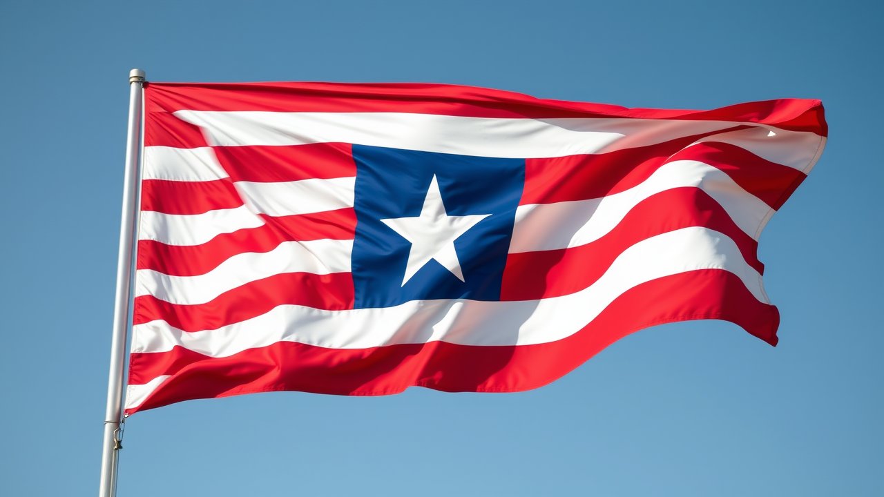 Flag of Liberia 🇱🇷 in hyperrealistic wind style