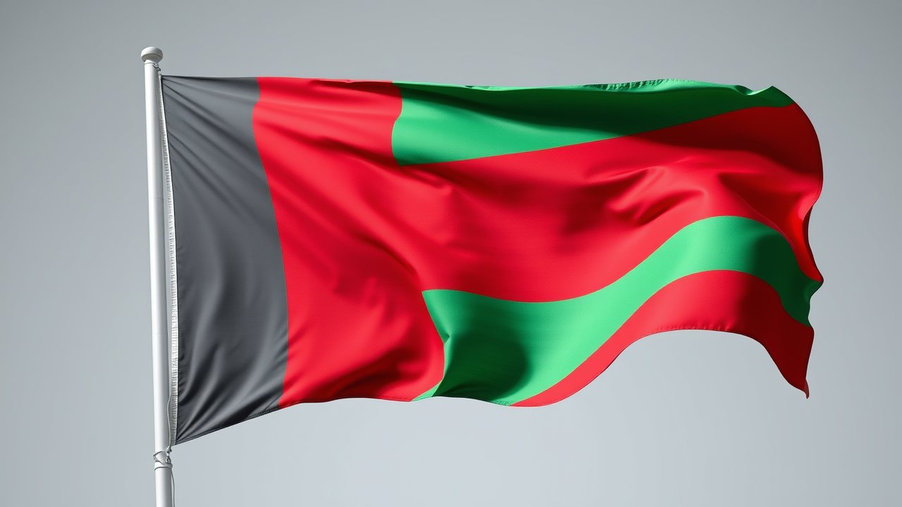 Flag of Madagascar 🇲🇬 in hyperrealistic wind style