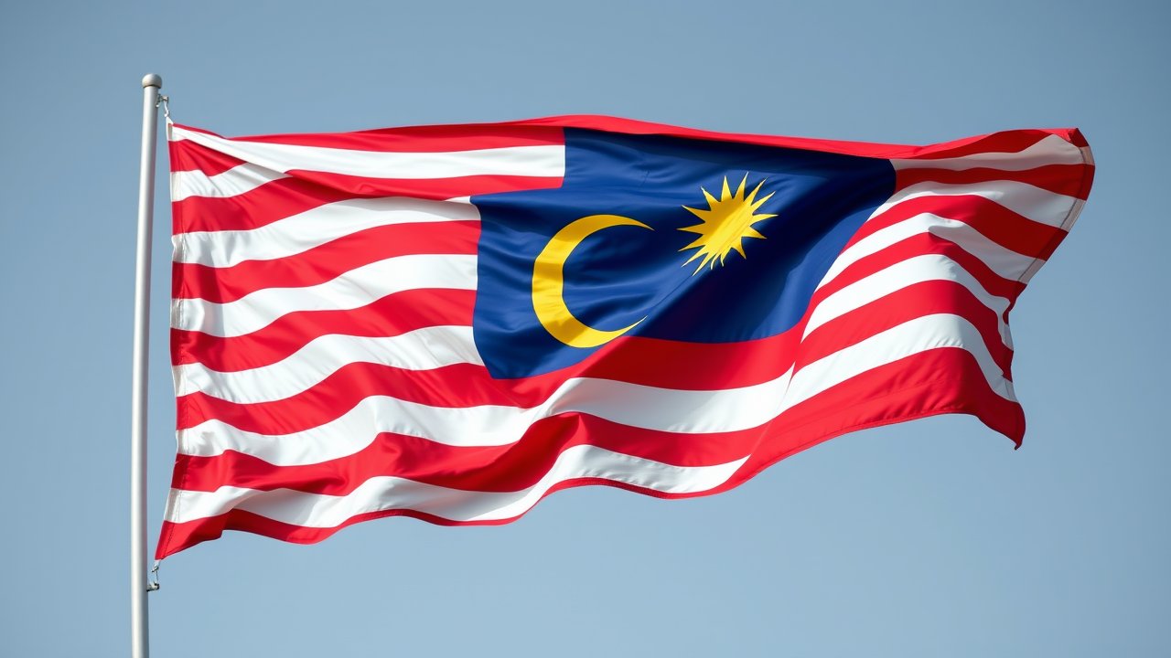 Flag of Malaysia 🇲🇾 in hyperrealistic wind style
