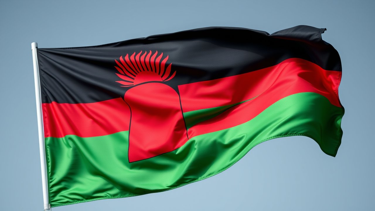 Flag of Malawi 🇲🇼 in hyperrealistic wind style