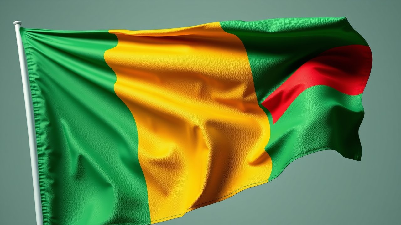 Flag of Mali 🇲🇱 in hyperrealistic wind style