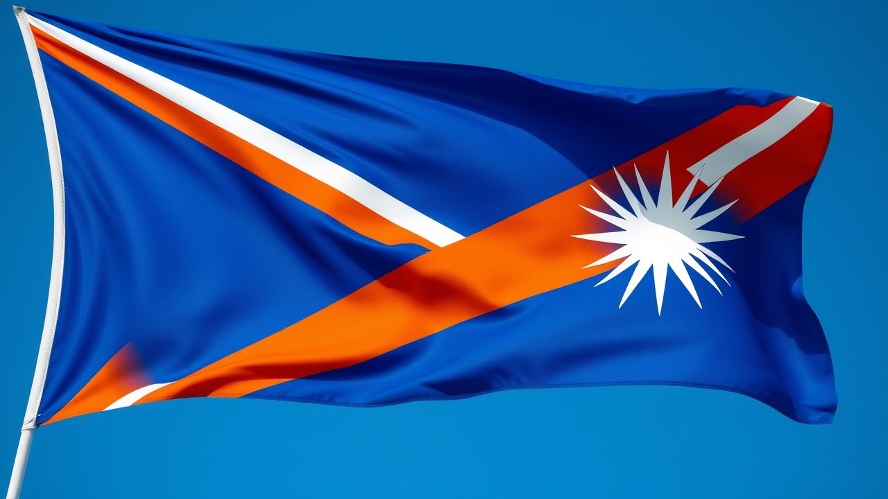 Flag of Marshall Islands 🇲🇠in hyperrealistic wind style
